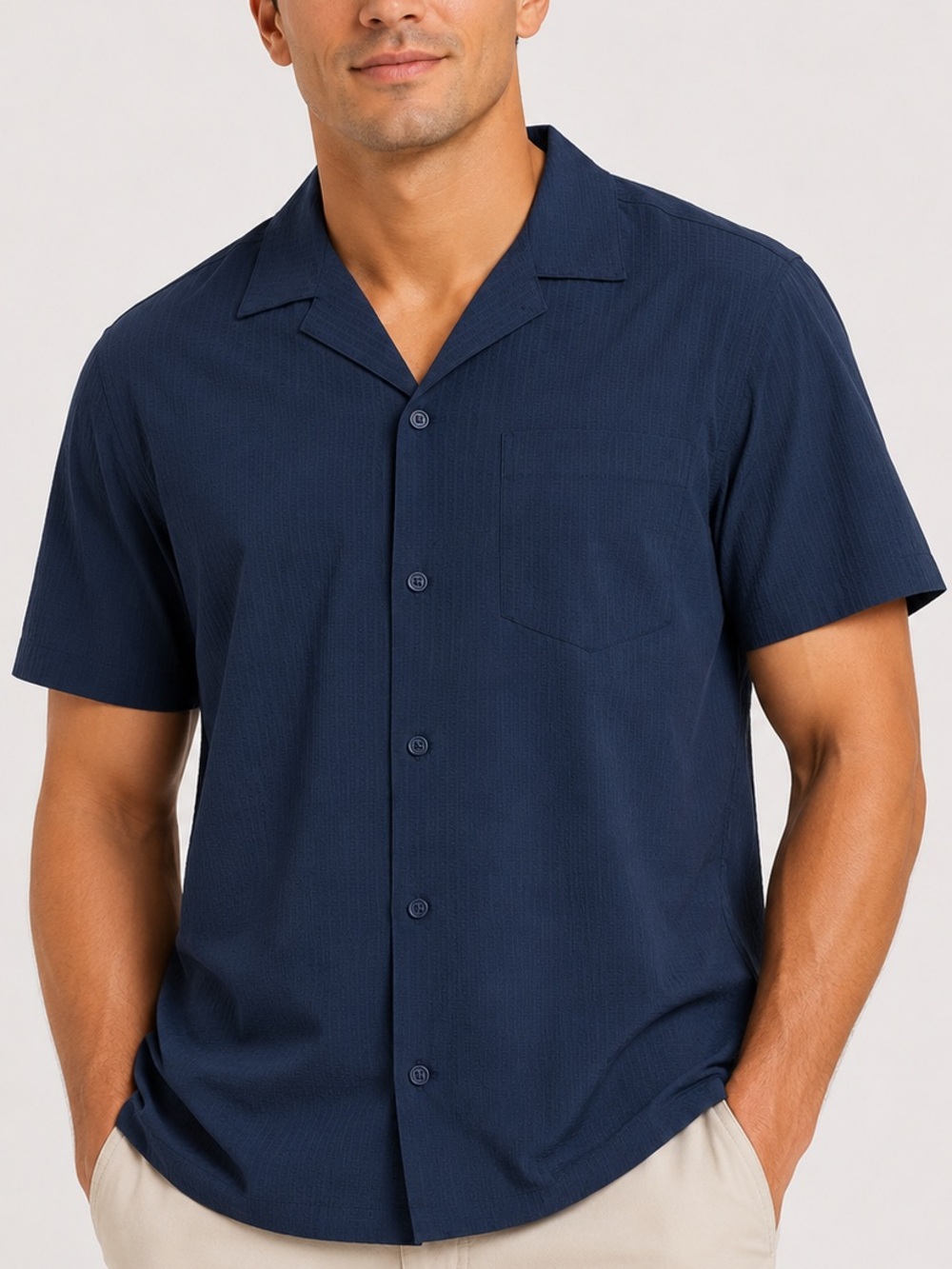 VRST Performance Resort Button Up Shirt Men’s Medium Navy Stretch UPF 30 NWT